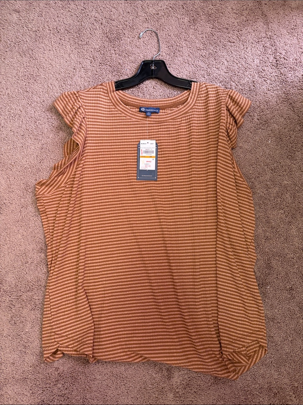Democracy Women's Rust and Cream Striped Tank Top